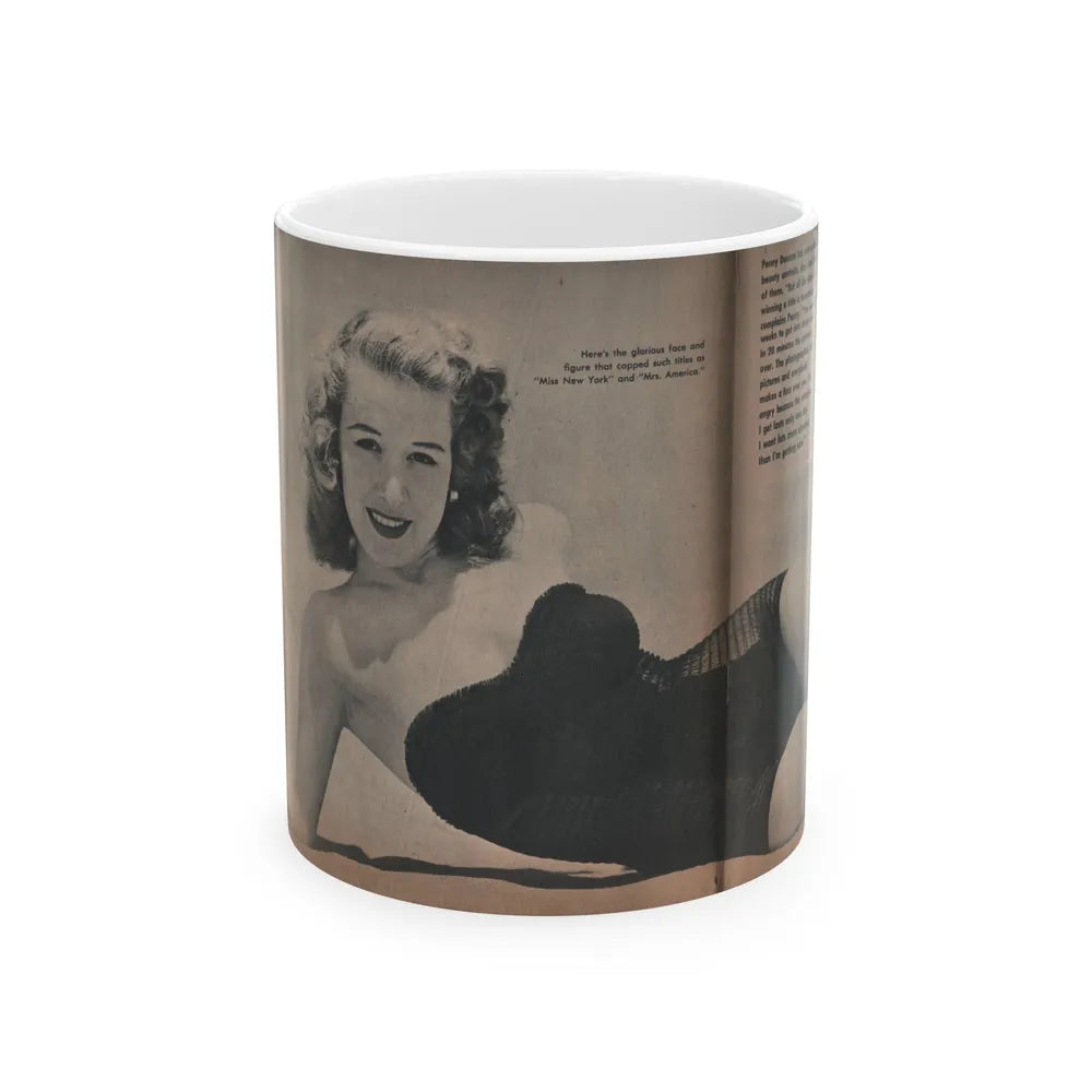 Penny Duncan #26 - [Pages 34 35] Pages 1 & 2 of 2 with, Penny+1 B&W Centerfold Photo, Caption & Paragraph from GALA Mag. Jan. '53 (Vintage Female Icon) White Coffee Mug-11oz-Go Mug Yourself