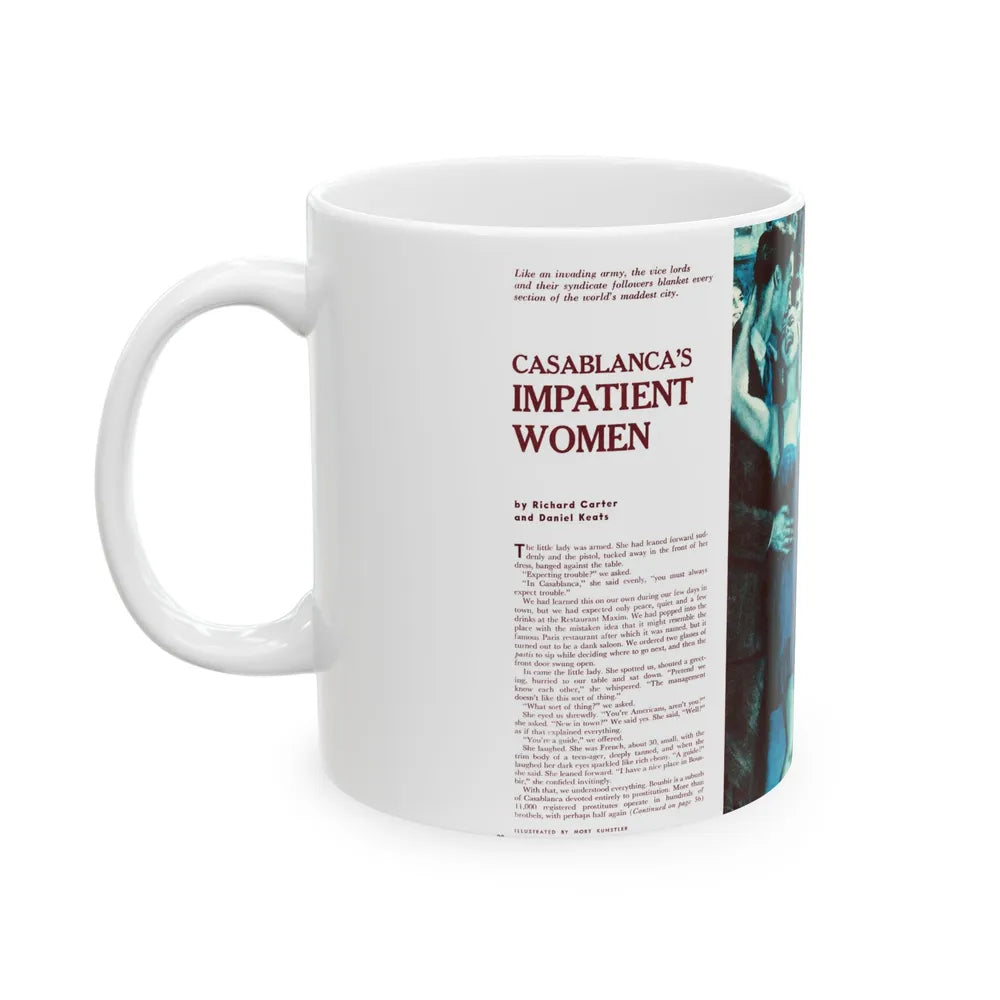 Casablanca's Impatient Women, Men magazine, c. 1958 - White Coffee Mug-Go Mug Yourself