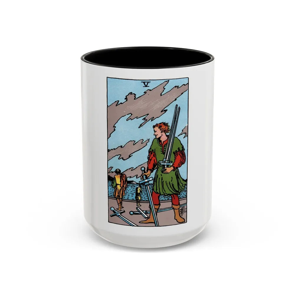 The 5 of Swords (Tarot Card) Accent Coffee Mug-15oz-Black-Go Mug Yourself