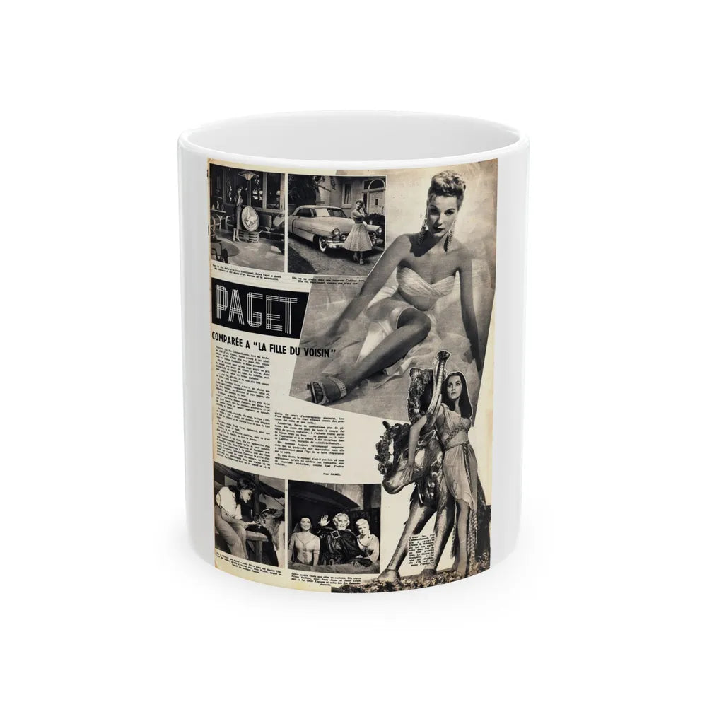 Debra Paget #483 - 6 B&W Photos on French Mag. Page (Vintage Female Icon) White Coffee Mug-11oz-Go Mug Yourself