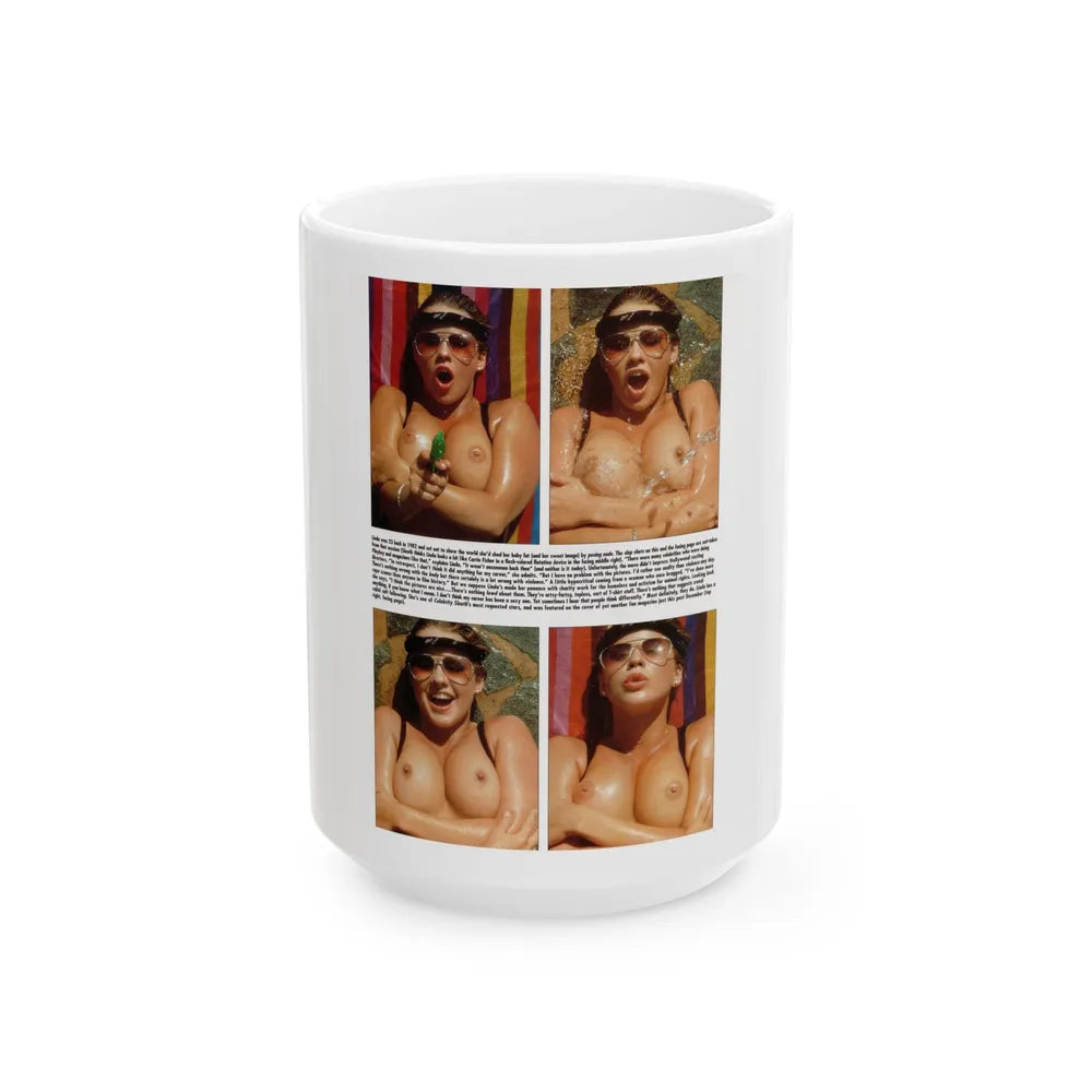 Linda Blair #303 - Celebrity Sleuth Mag. - 1 Page 4 Photos with, bold short article (Vintage Female Icon) White Coffee Mug-15oz-Go Mug Yourself