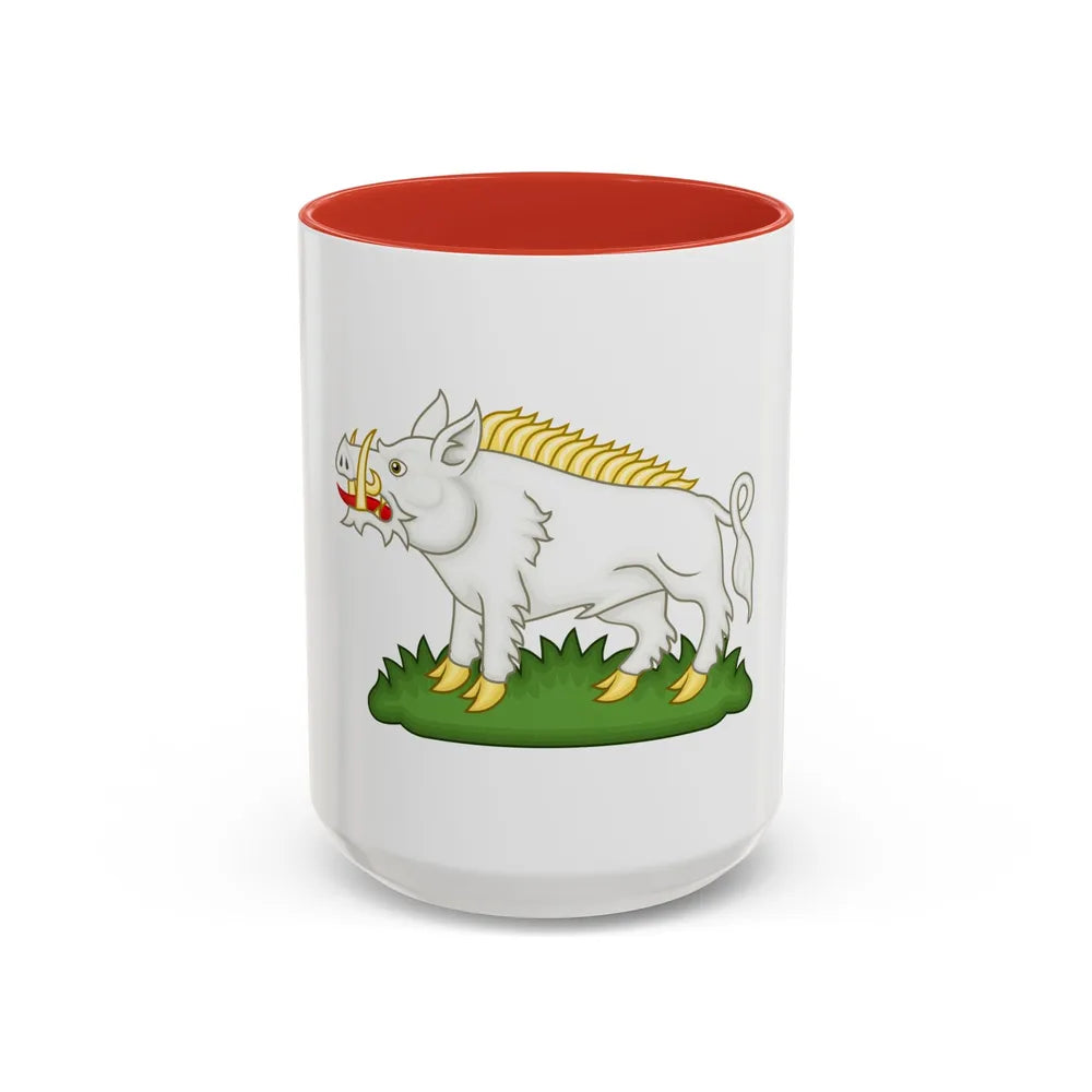 White Boar Badge of Richard III - Accent Coffee Mug-15oz-Red-Go Mug Yourself