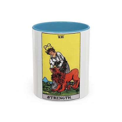 Strength (Tarot Card) Accent Coffee Mug-11oz-Light Blue-Go Mug Yourself