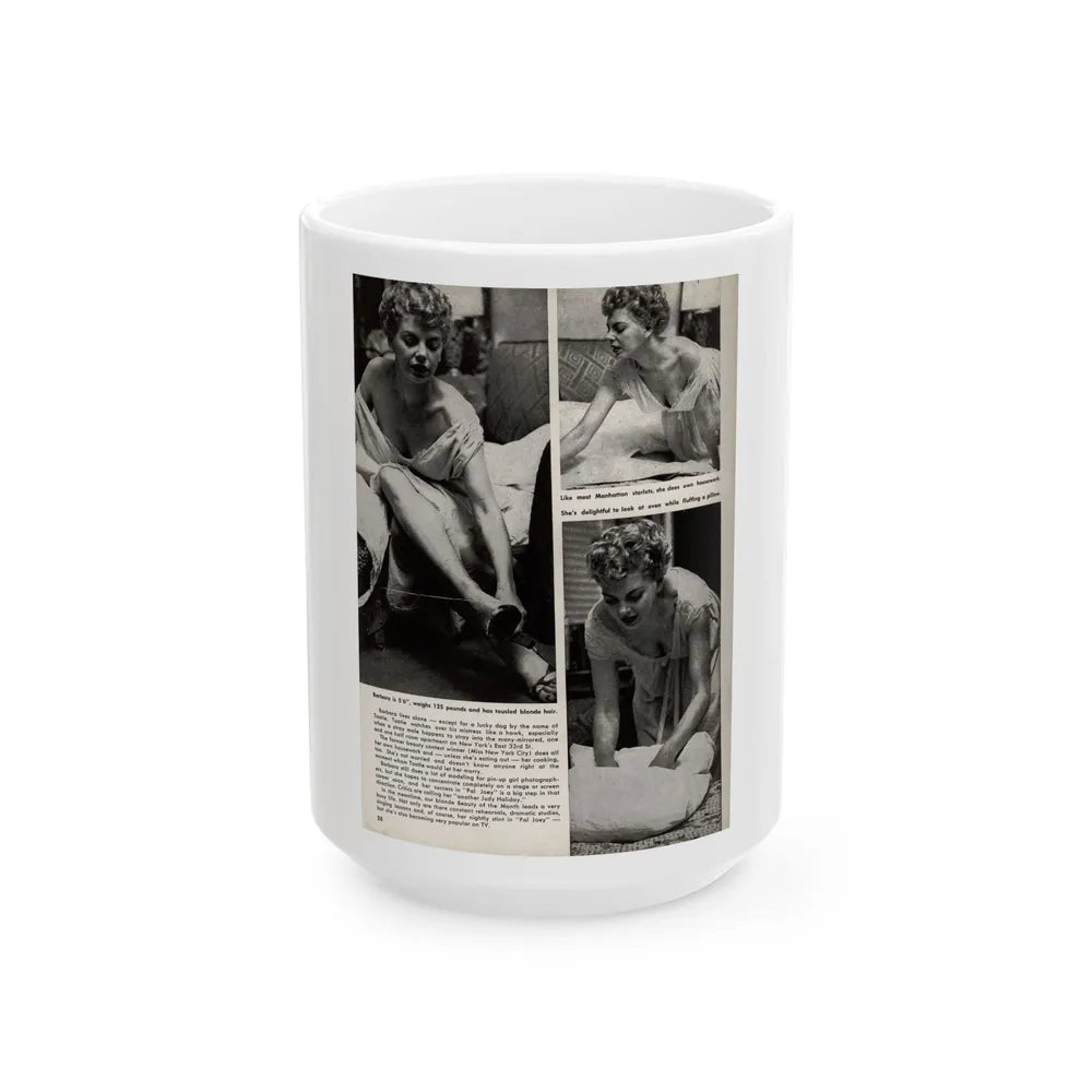 Barbara Nichols #327 - Page 5 of 7 with, 3 B&W Photos from American Beauties Mag. Fall '53 (Vintage Female Icon) White Coffee Mug-15oz-Go Mug Yourself