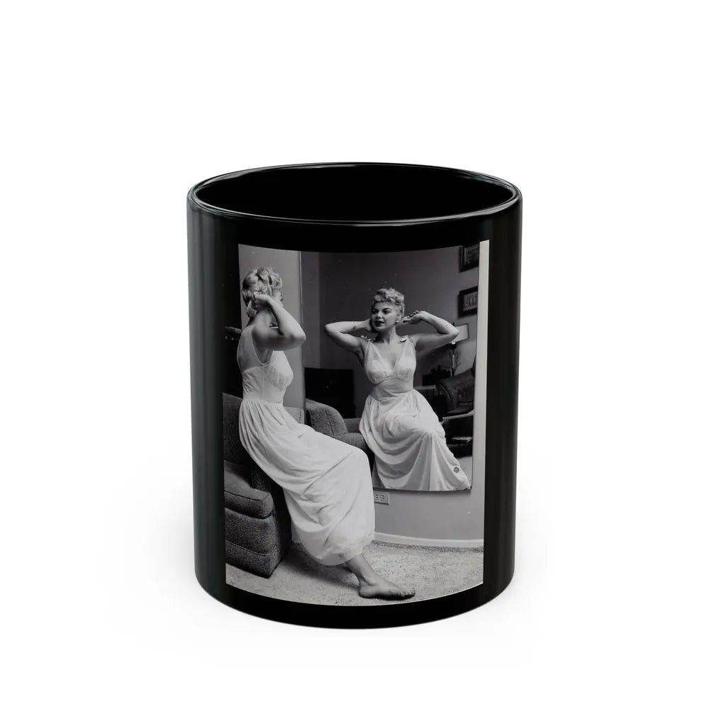 Barbara Nichols #577 (Vintage Female Icon) Black Coffee Mug-11oz-Go Mug Yourself