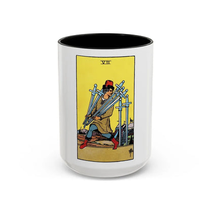 The 7 of Swords (Tarot Card) Accent Coffee Mug-15oz-Black-Go Mug Yourself