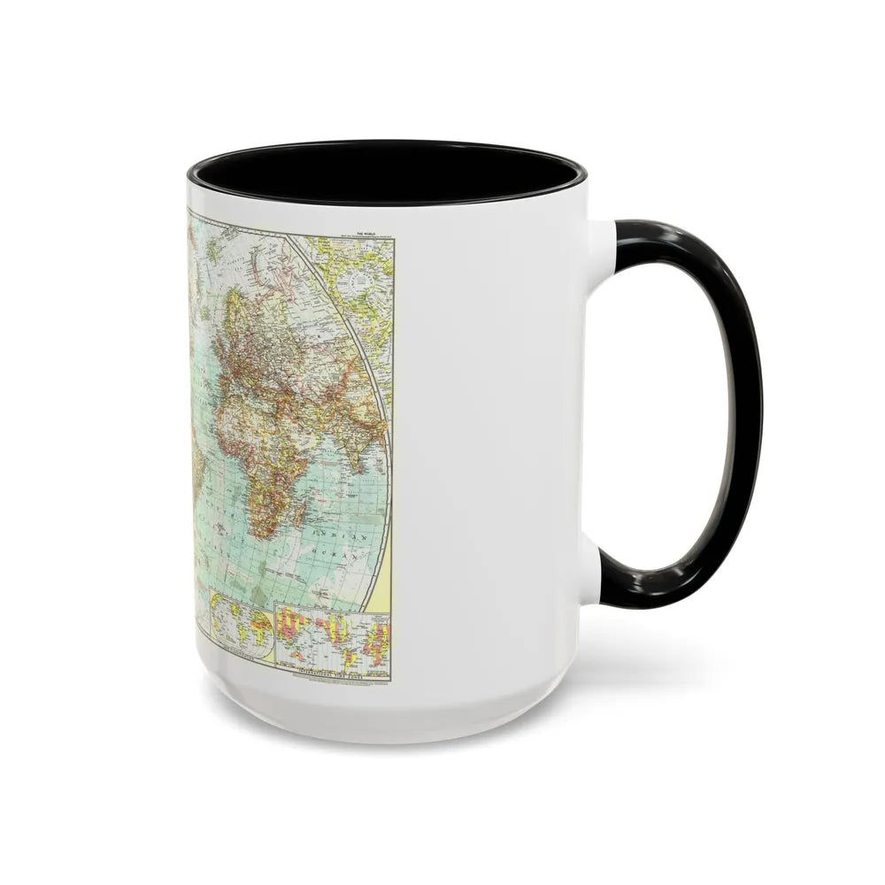 World Map (1957) (Map) Accent Coffee Mug-Go Mug Yourself