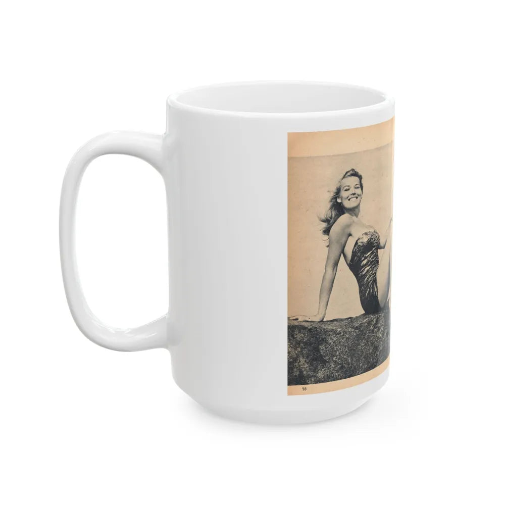 Penny Duncan #66 - [Pages 78 & 79] Pages 5 & 6 of 7 Featuring, Penny+3 B&W Photos & Caption on from BRIEF Digest Mag. Jan. '55 (Vintage Female Icon) White Coffee Mug-Go Mug Yourself