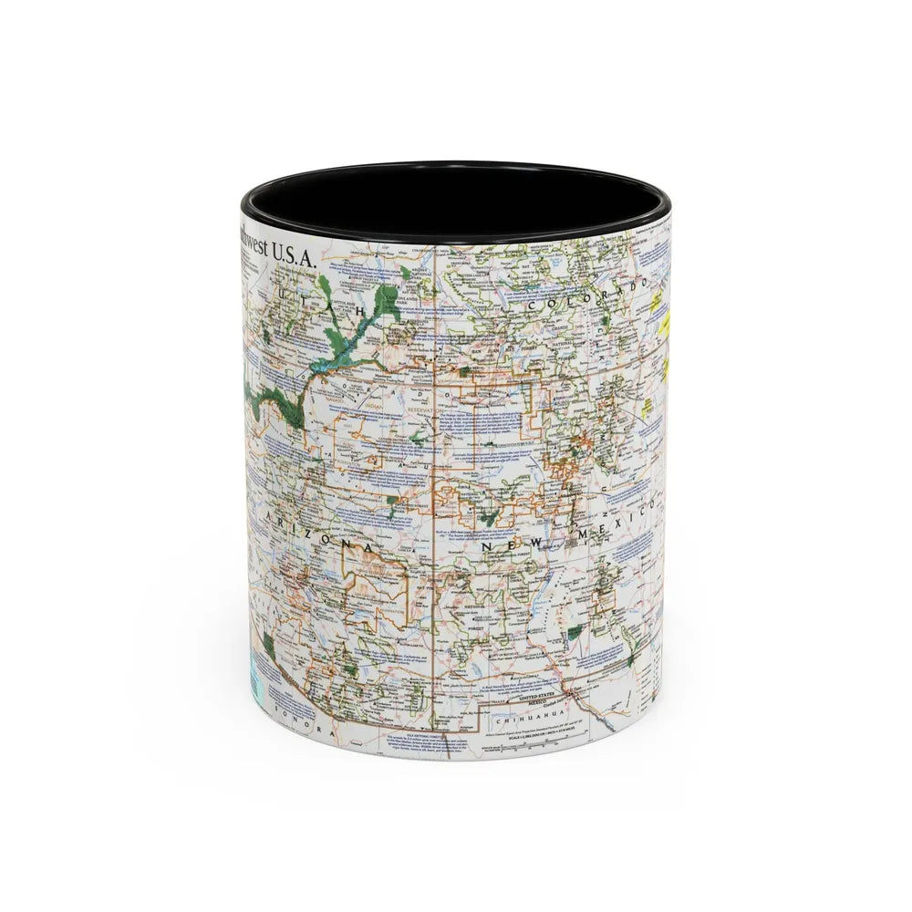 USA - Southwest (1992) (Map) Accent Coffee Mug-11oz-Black-Go Mug Yourself