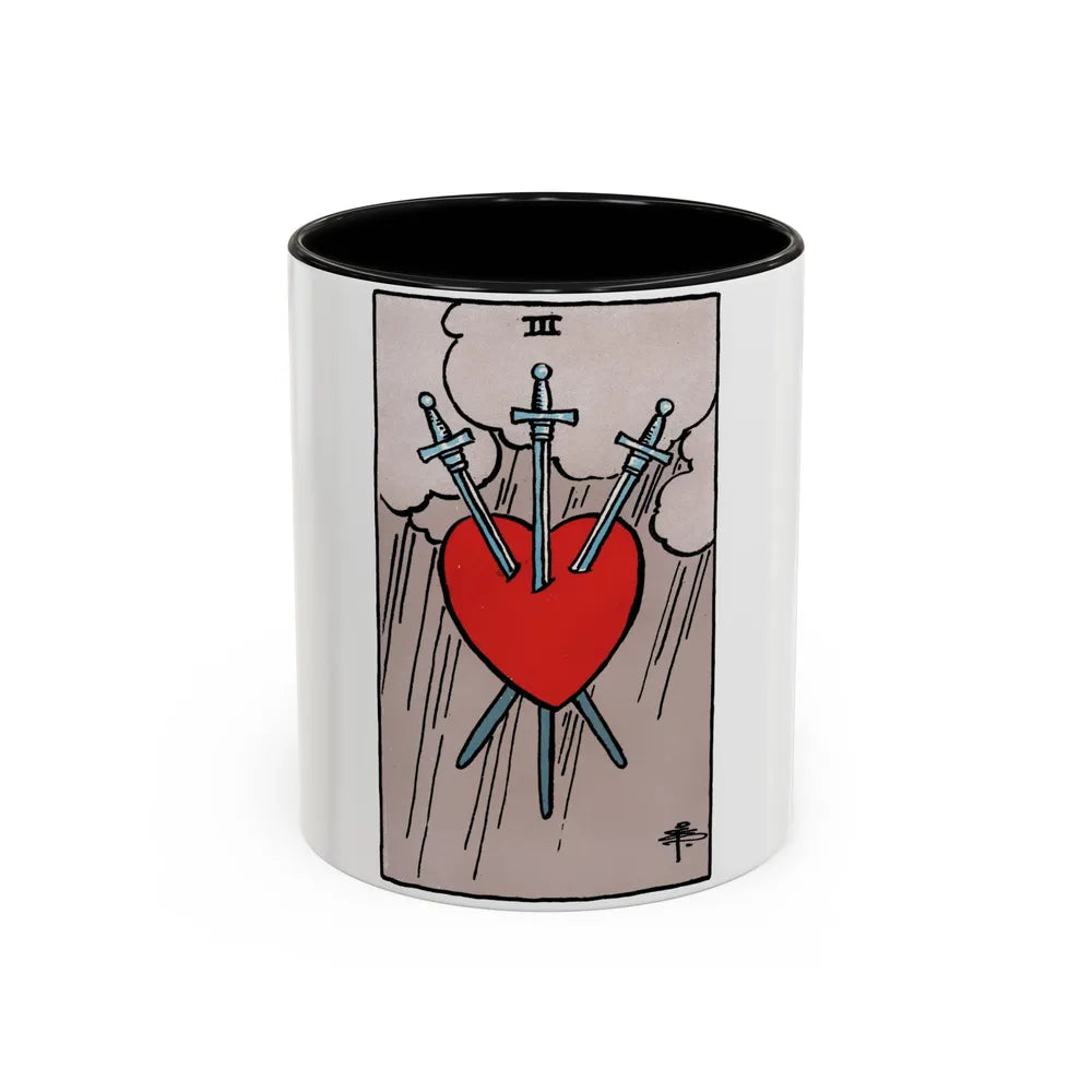 The 3 of Swords (Tarot Card) Accent Coffee Mug-11oz-Black-Go Mug Yourself