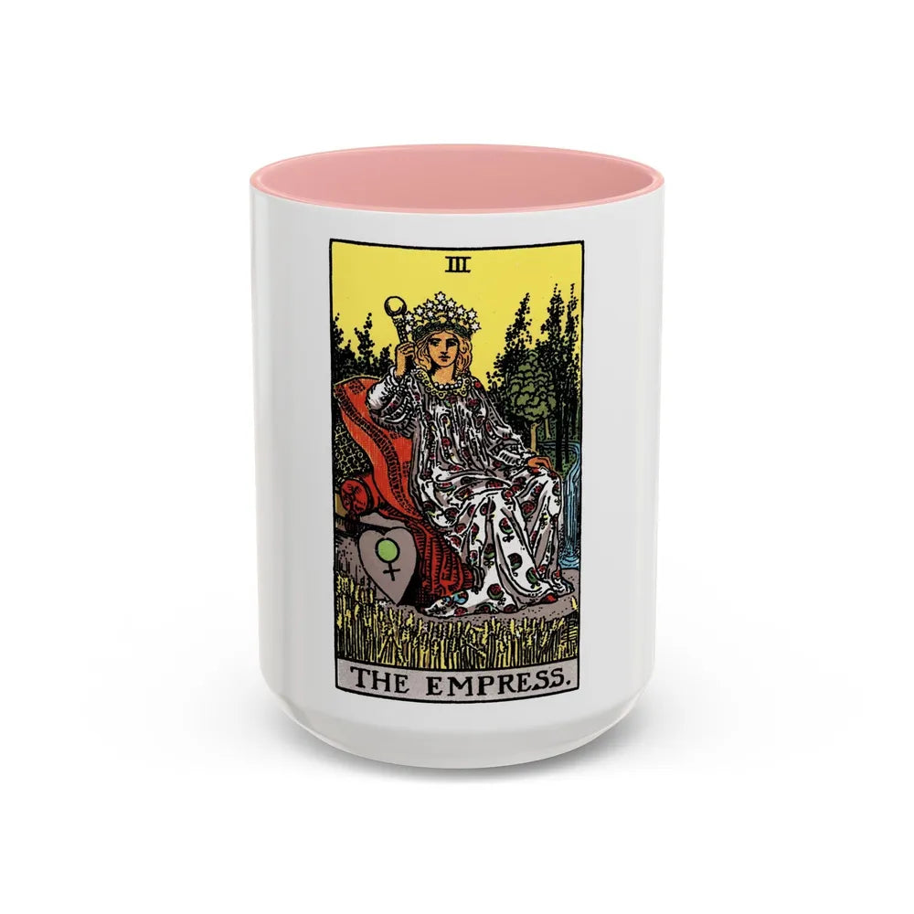 The Empress (Tarot Card) Accent Coffee Mug-15oz-Pink-Go Mug Yourself