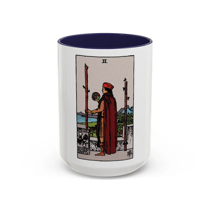 The 2 of Wands (Tarot Card) Accent Coffee Mug-15oz-Navy-Go Mug Yourself