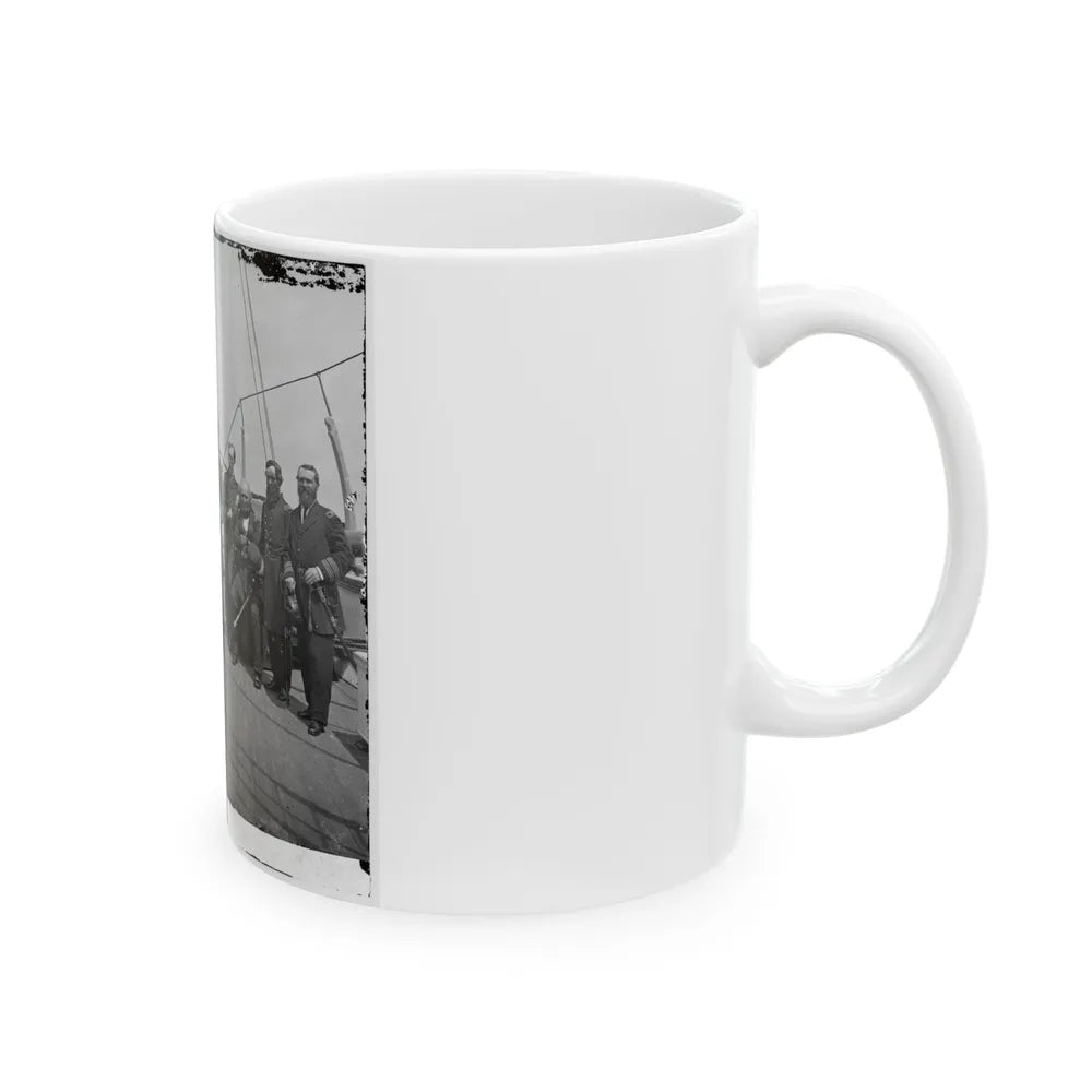 Charleston Harbor, S.C. Rear Admiral John A. Dahlgren (Fifth From Left) And Staff Aboard U.S.S. Pawnee (U.S. Civil War) White Coffee Mug-Go Mug Yourself