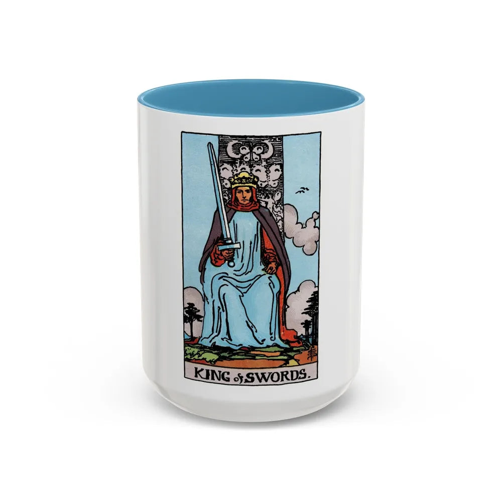 The King of Swords (Tarot Card) Accent Coffee Mug-15oz-Light Blue-Go Mug Yourself