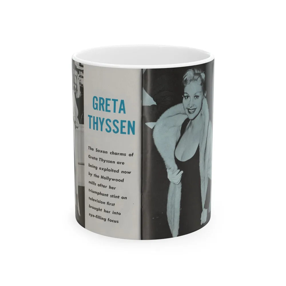 Greta Thyssen #42 - Pose! Pocket Mag. July '58 - 2 B&W Photos & Caption (Vintage Female Icon) White Coffee Mug-11oz-Go Mug Yourself