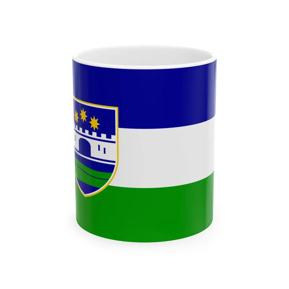 Flag of Una Sana Canton Bosnia and Herzegovina - White Coffee Mug-11oz-Go Mug Yourself