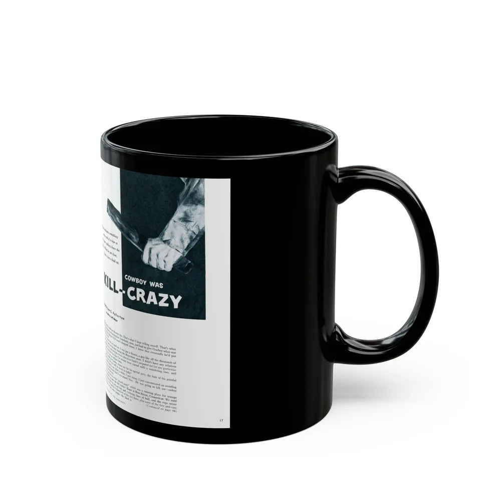 Cowboy Was Kill-Crazy, Men magazine, June 1956 - Black Coffee Mug-Go Mug Yourself