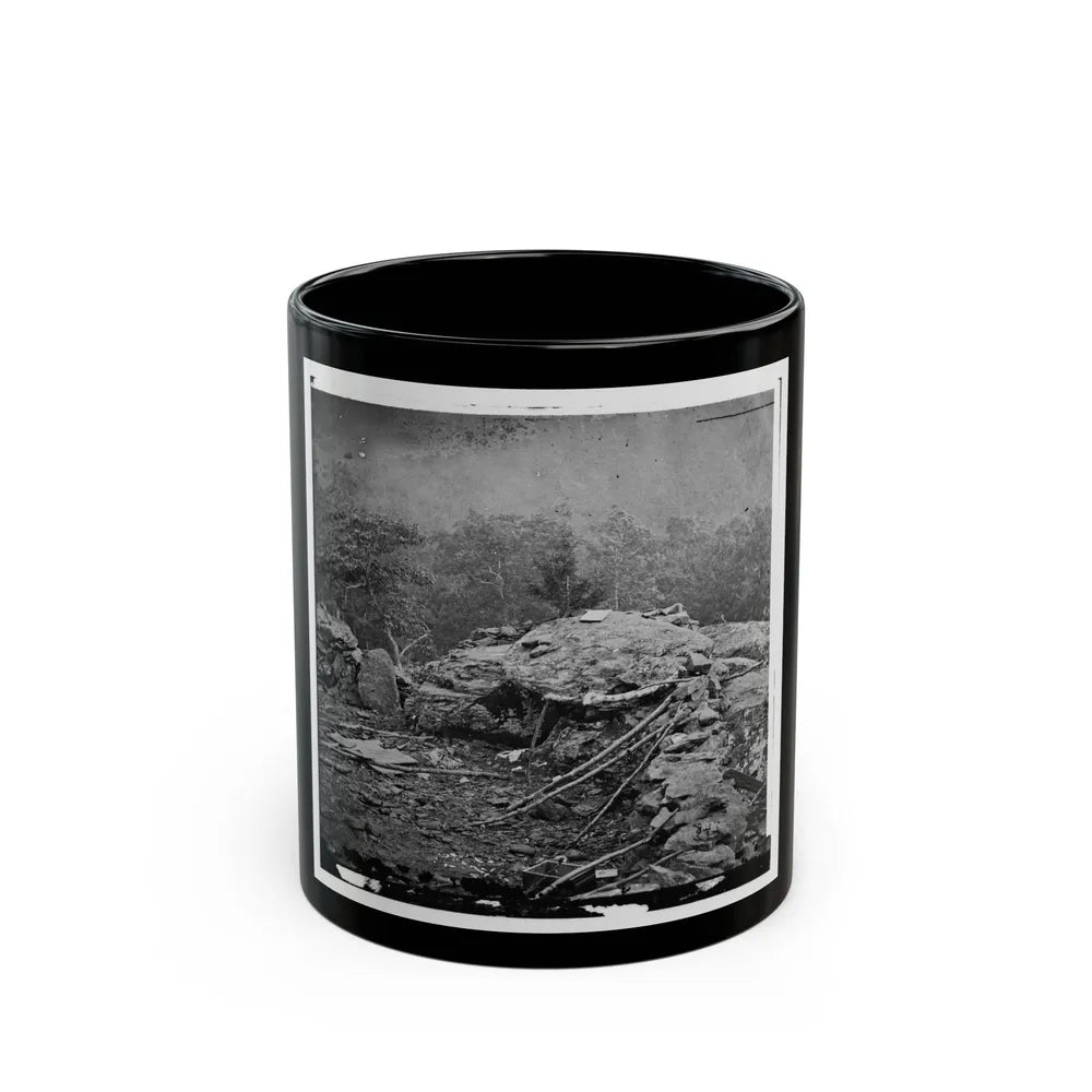 Gettysburg, Pa. Interior View Of Breastworks On Extreme Left Of The Federal Line (U.S. Civil War) Black Coffee Mug-11oz-Go Mug Yourself