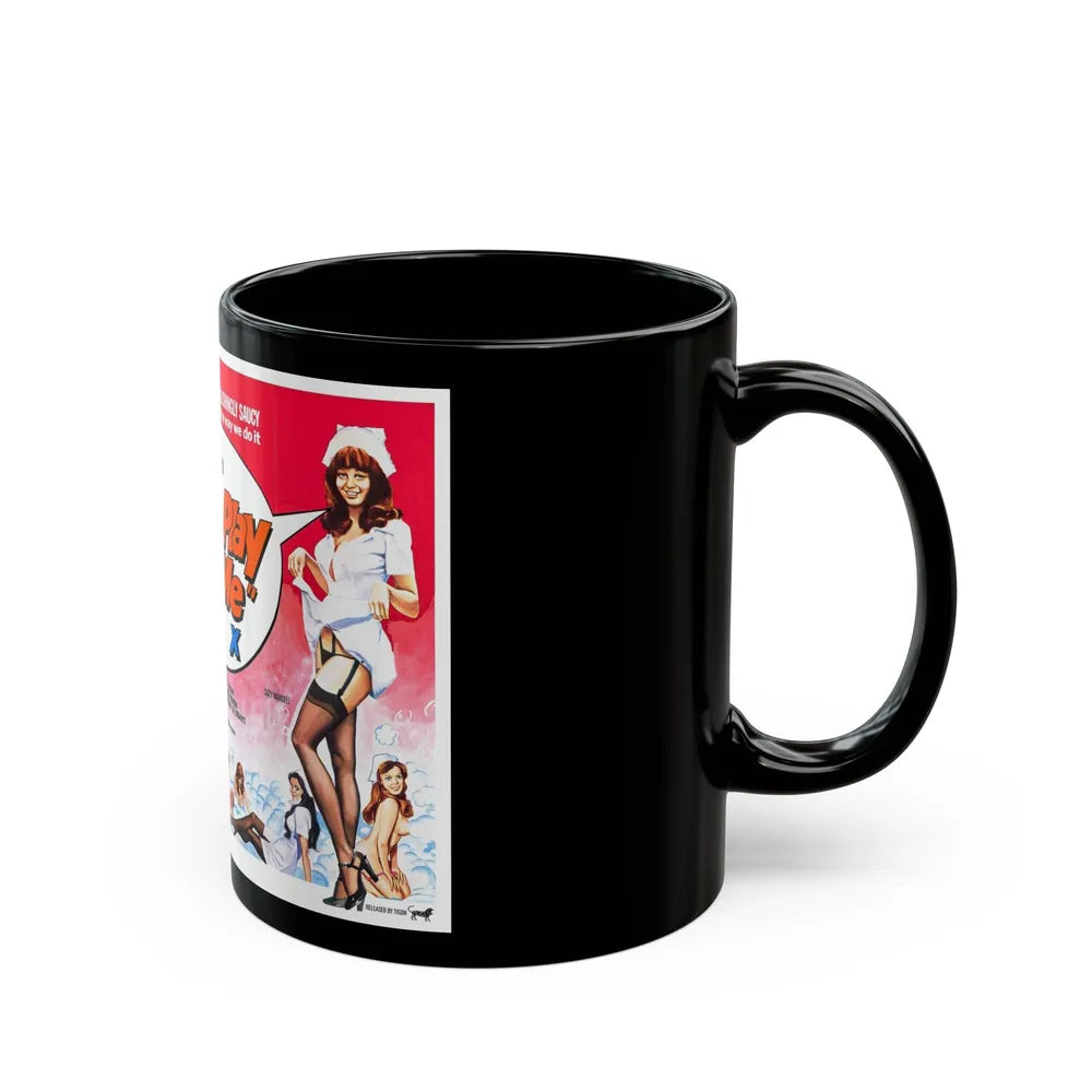 COME PLAY WITH ME 1977 Movie Poster - Black Coffee Mug-Go Mug Yourself