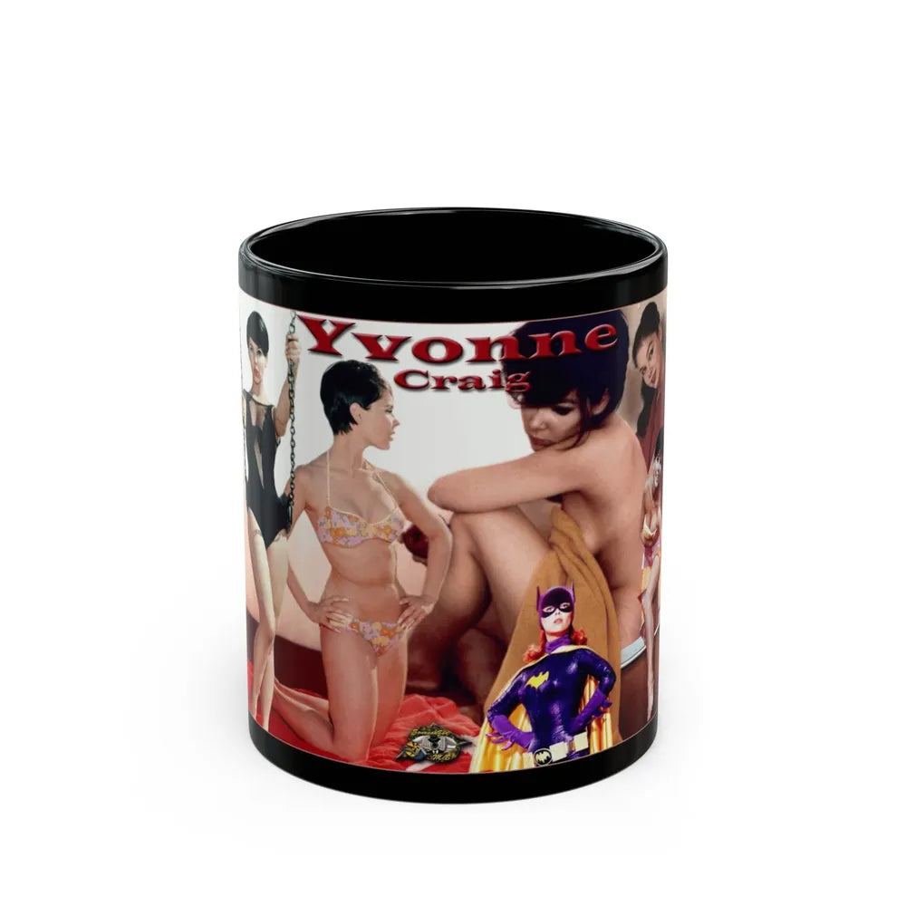 Yvonne Craig #85 - Collage Wallpaper (Vintage Female Icon) Black Coffee Mug-11oz-Go Mug Yourself