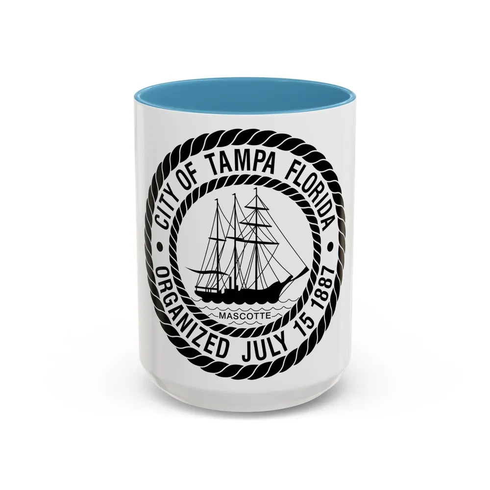 Seal of Tampa Florida - Accent Coffee Mug-15oz-Light Blue-Go Mug Yourself