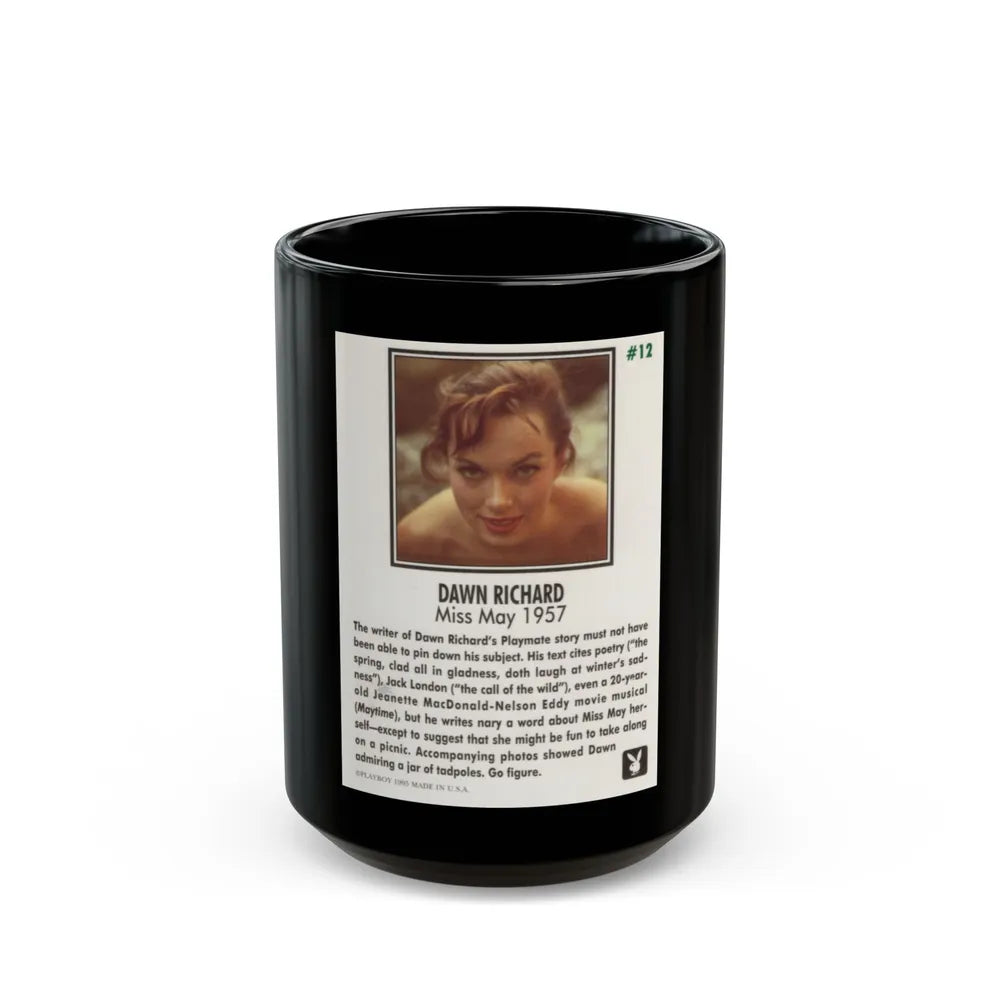 Dawn Richard #110 - Dawn on 2.5x3.5 Playboy Collector Card (Vintage Female Icon) Black Coffee Mug-15oz-Go Mug Yourself