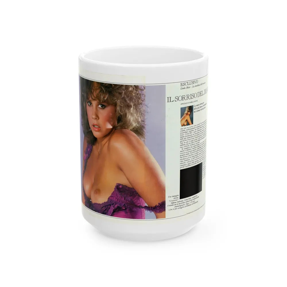 Linda Blair #227 - Partially Topless 1 (Vintage Female Icon) White Coffee Mug-15oz-Go Mug Yourself