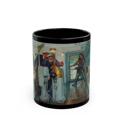 Confrontation at Sea, magazine story illustration, 1942 - Black Coffee Mug-11oz-Go Mug Yourself