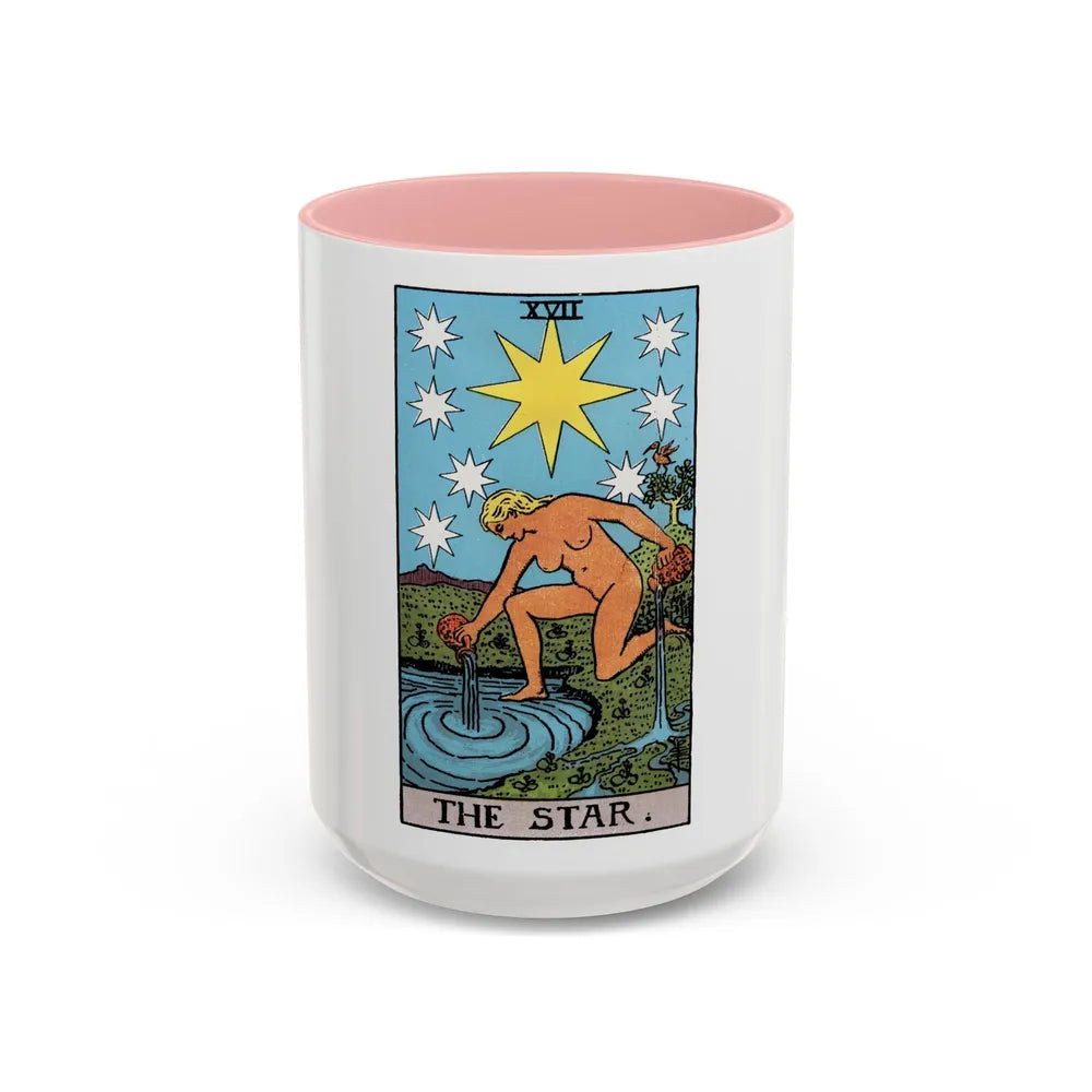 The Star (Tarot Card) Accent Coffee Mug-15oz-Pink-Go Mug Yourself