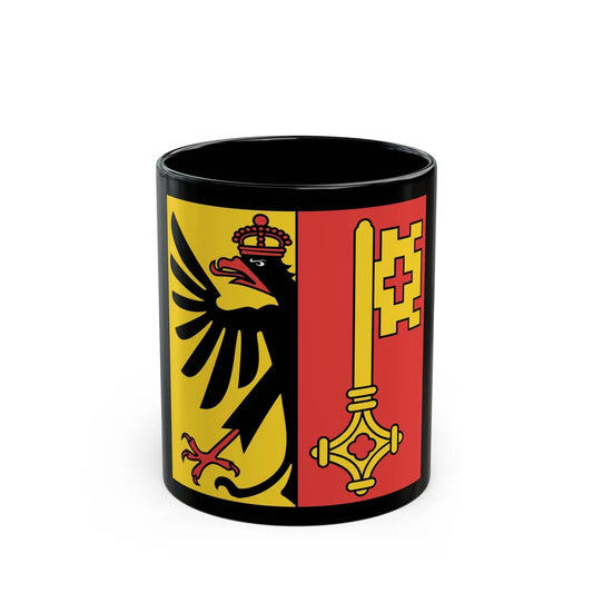 Flag of Canton of Geneva Switzerland - Black Coffee Mug-11oz-Go Mug Yourself