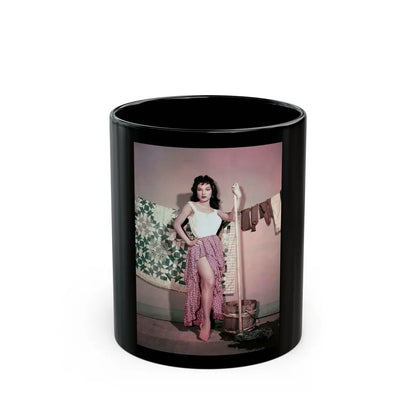 Debra Paget #446 (Vintage Female Icon) Black Coffee Mug-11oz-Go Mug Yourself