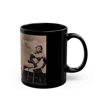 Barbara Nichols #429 - 2 Pages, 3 B&W Photos & Caption from Cover Girl Models Mag. Nov. '49 (Vintage Female Icon) Black Coffee Mug-Go Mug Yourself