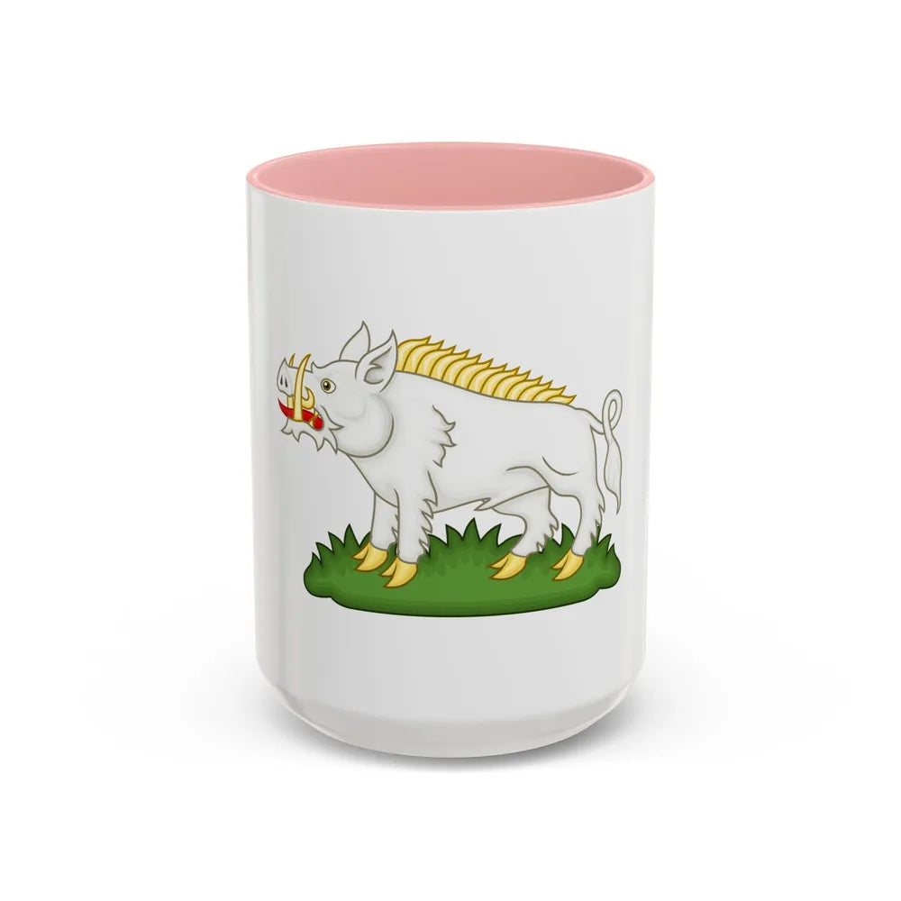 White Boar Badge of Richard III - Accent Coffee Mug-15oz-Pink-Go Mug Yourself