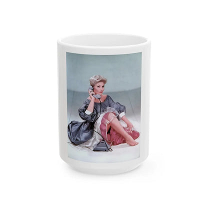 Kim Novak #187 (Vintage Female Icon) White Coffee Mug-15oz-Go Mug Yourself