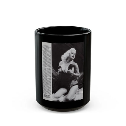 Jeanne Carmen #118 - Pages 4 of 14 with, 1 Large B&W Photo & Article from Femme Fatales Mag. Oct. '95 (Vintage Female Icon) Black Coffee Mug-15oz-Go Mug Yourself