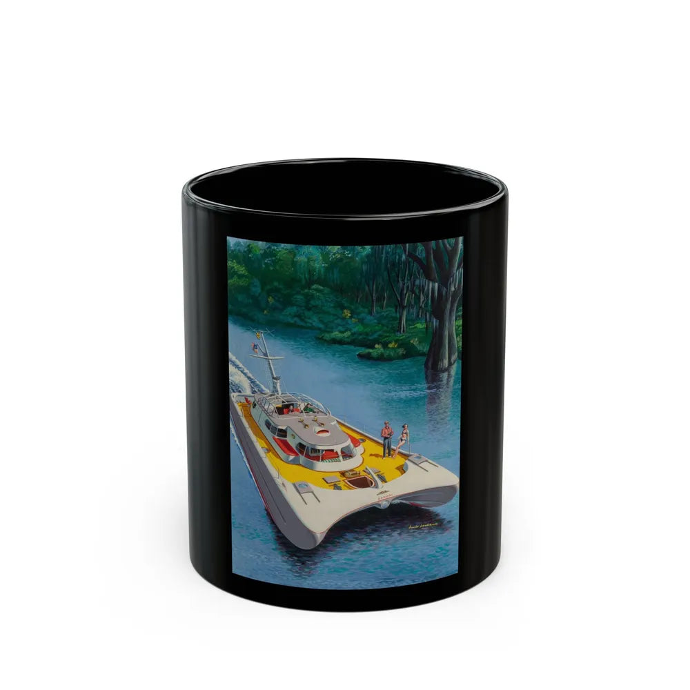 Catamaran Cruiser, Mechanix Illustrated magazine cover, March 1953 - Black Coffee Mug-11oz-Go Mug Yourself