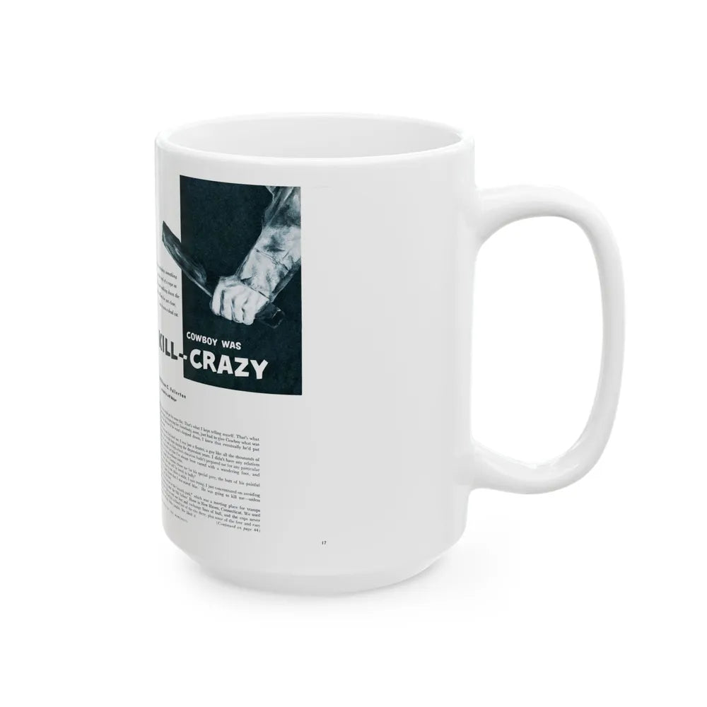 Cowboy Was Kill-Crazy, Men magazine, June 1956 - White Coffee Mug-Go Mug Yourself