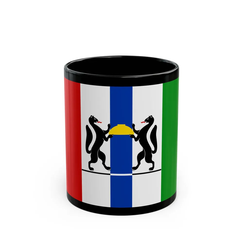 Flag of Novosibirsk Oblast Russia - Black Coffee Mug-11oz-Go Mug Yourself