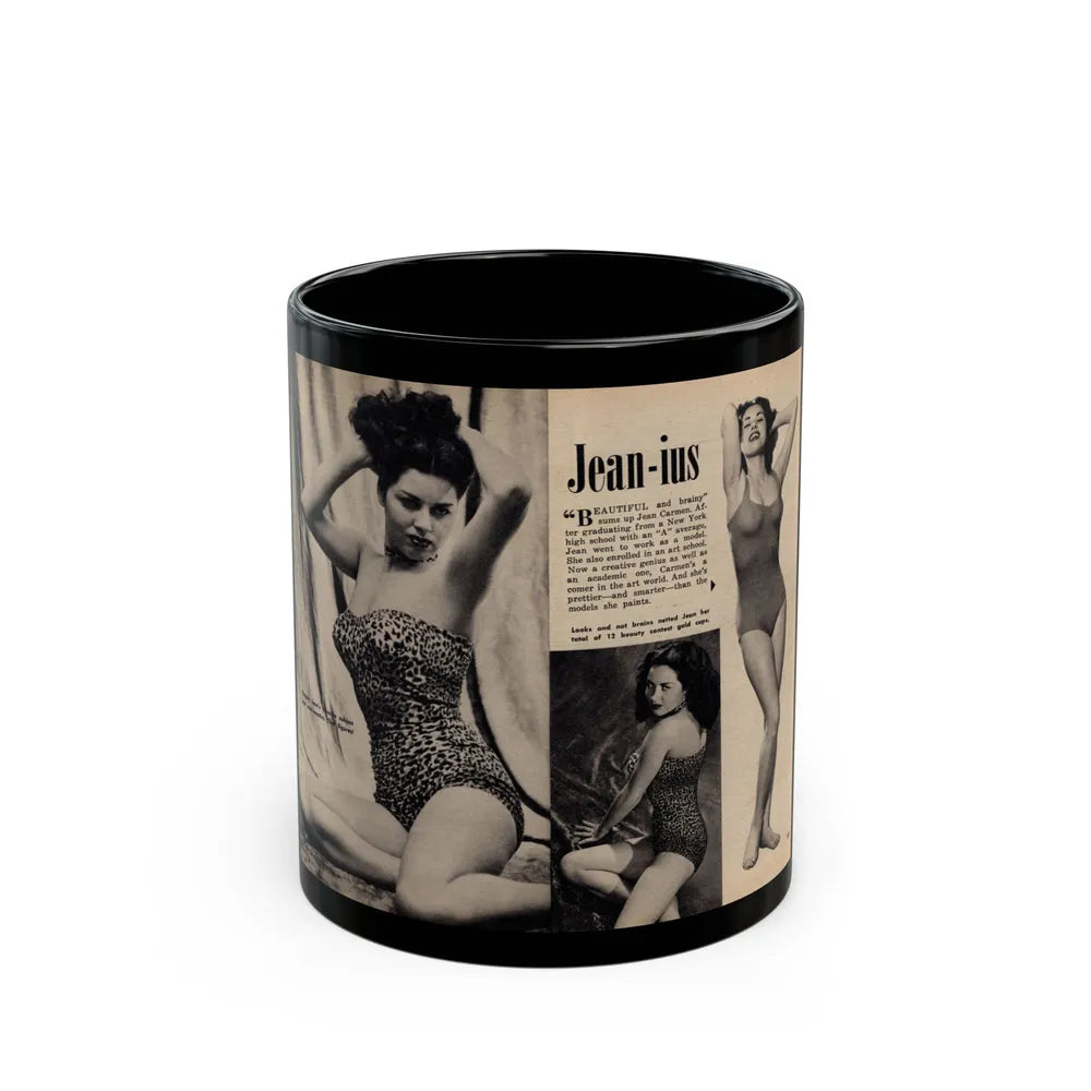 Jeanne Carmen #326 - Page 130 & 131 Pages 1 & 2 of 3 with 2 B&W Pin-Up Pics from TAB Digest Mag. Jan. '54 (Vintage Female Icon) Black Coffee Mug-11oz-Go Mug Yourself