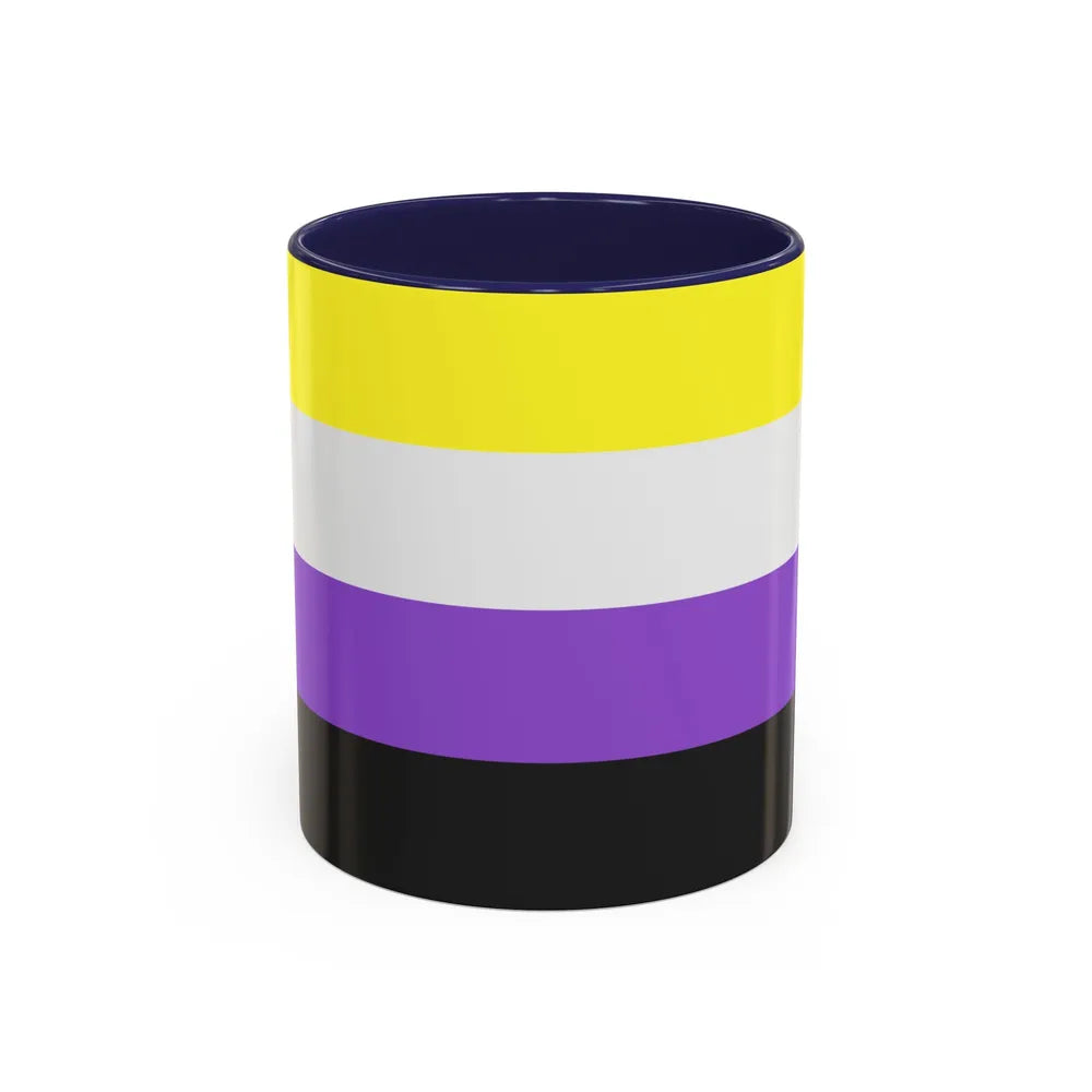 Nonbinary Pride Flag - Accent Coffee Mug-11oz-Navy-Go Mug Yourself