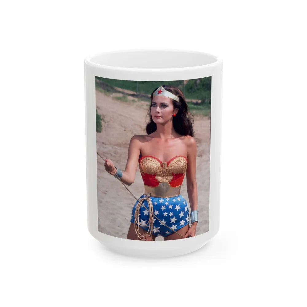 Lynda Carter #246 (Vintage Female Icon) White Coffee Mug-15oz-Go Mug Yourself