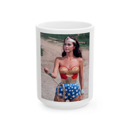 Lynda Carter #246 (Vintage Female Icon) White Coffee Mug-15oz-Go Mug Yourself