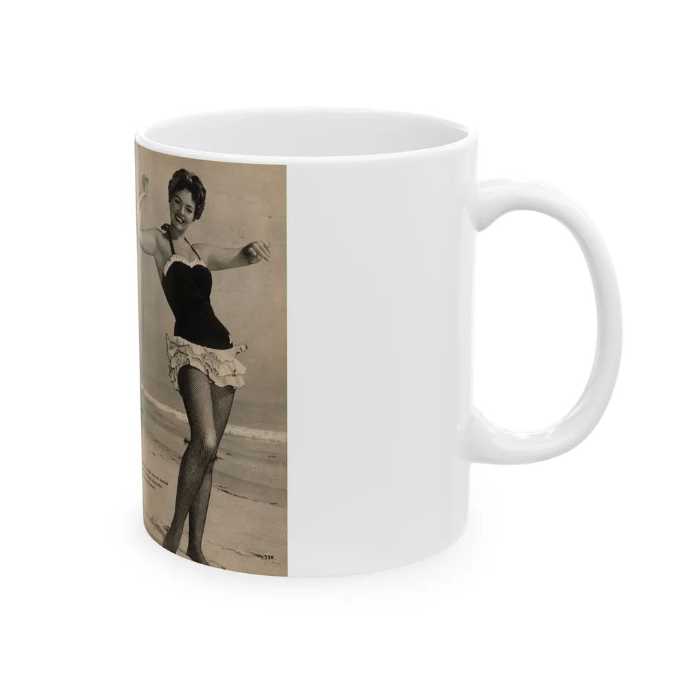 Barbara Darrow #36 - 3 B&W Photos & Captions from Picture Scope Digest Mag. Jan. '57 (Vintage Female Icon) White Coffee Mug-Go Mug Yourself