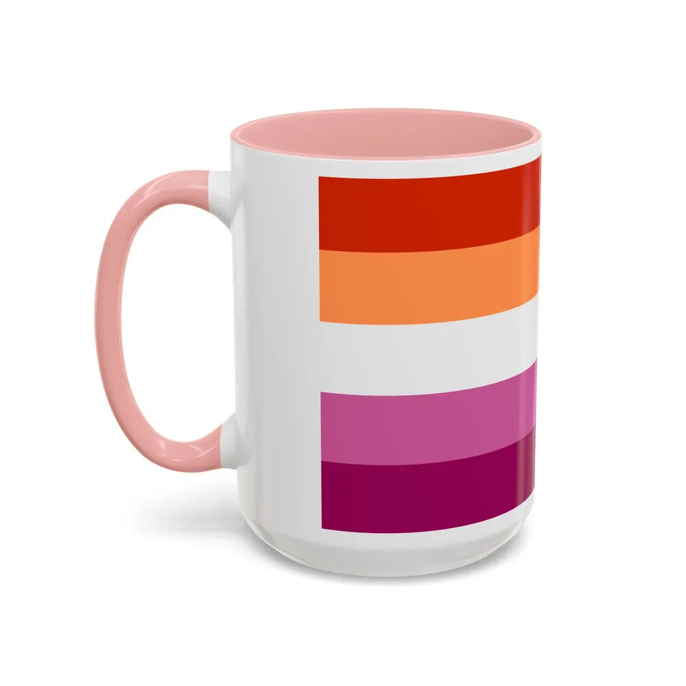 Lesbian 3 Pride Flag - Accent Coffee Mug-Go Mug Yourself