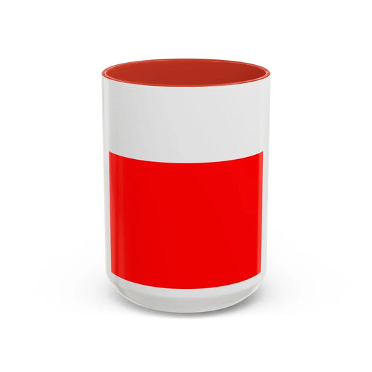 Flag of Lausanne Switzerland - Accent Coffee Mug-15oz-Red-Go Mug Yourself