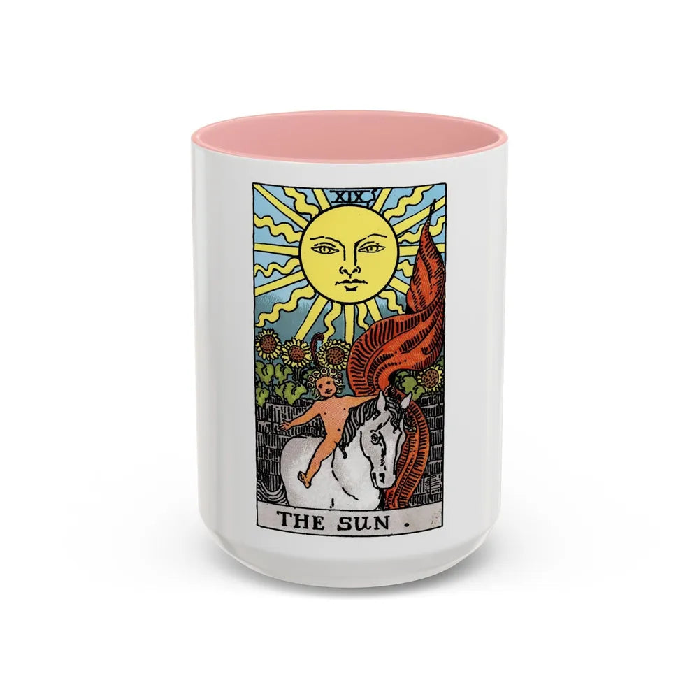 The Sun (Tarot Card) Accent Coffee Mug-15oz-Pink-Go Mug Yourself