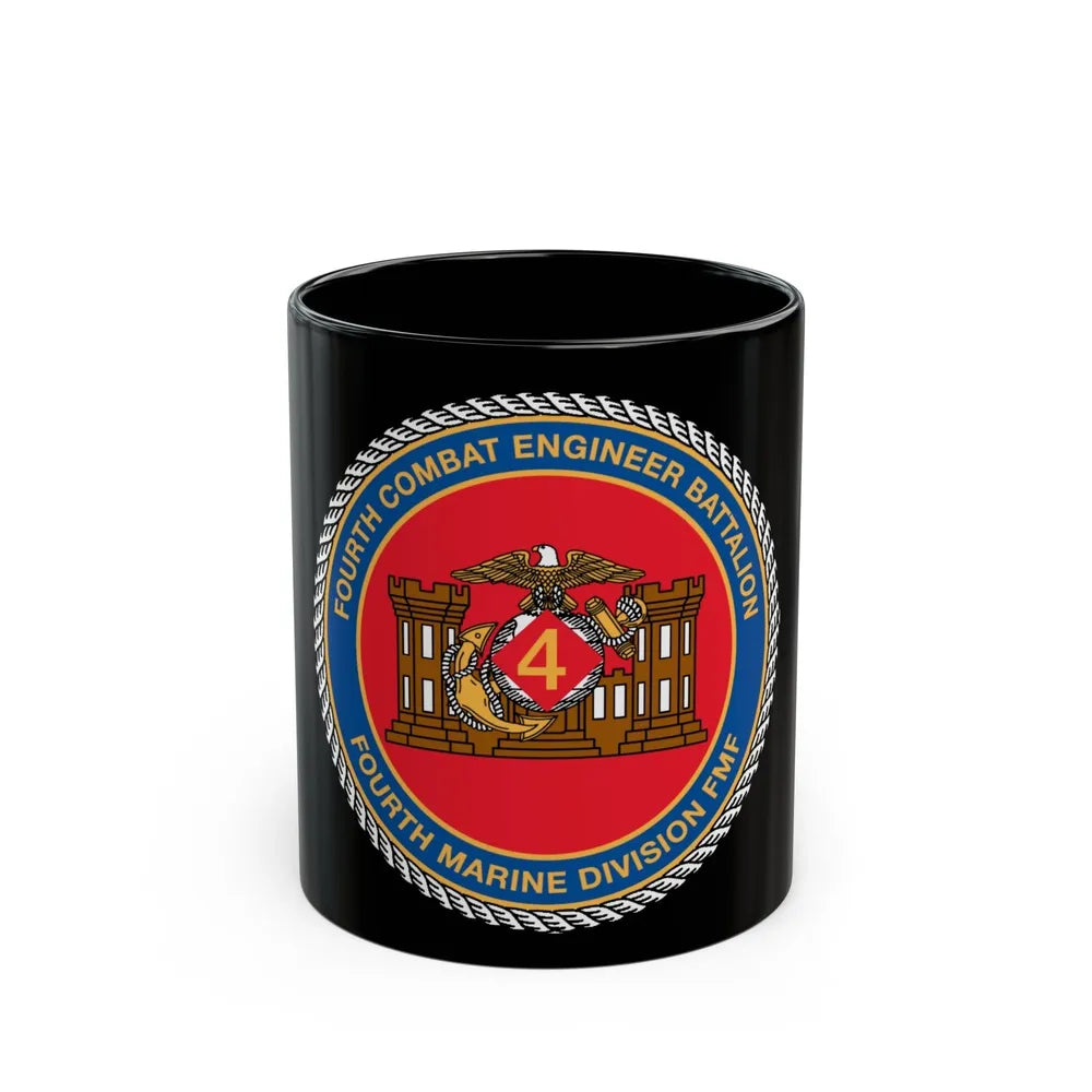 4th CE Bn 4th Mar Div (USMC) Black Coffee Mug-11oz-Go Mug Yourself