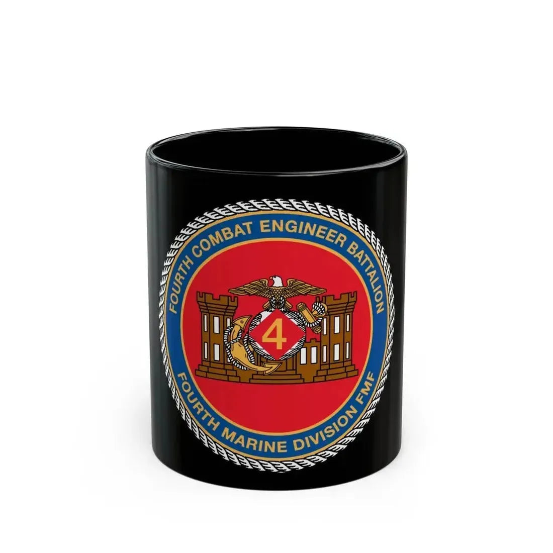 4th CE Bn 4th Mar Div (USMC) Black Coffee Mug 11oz - Go Mug Yourself