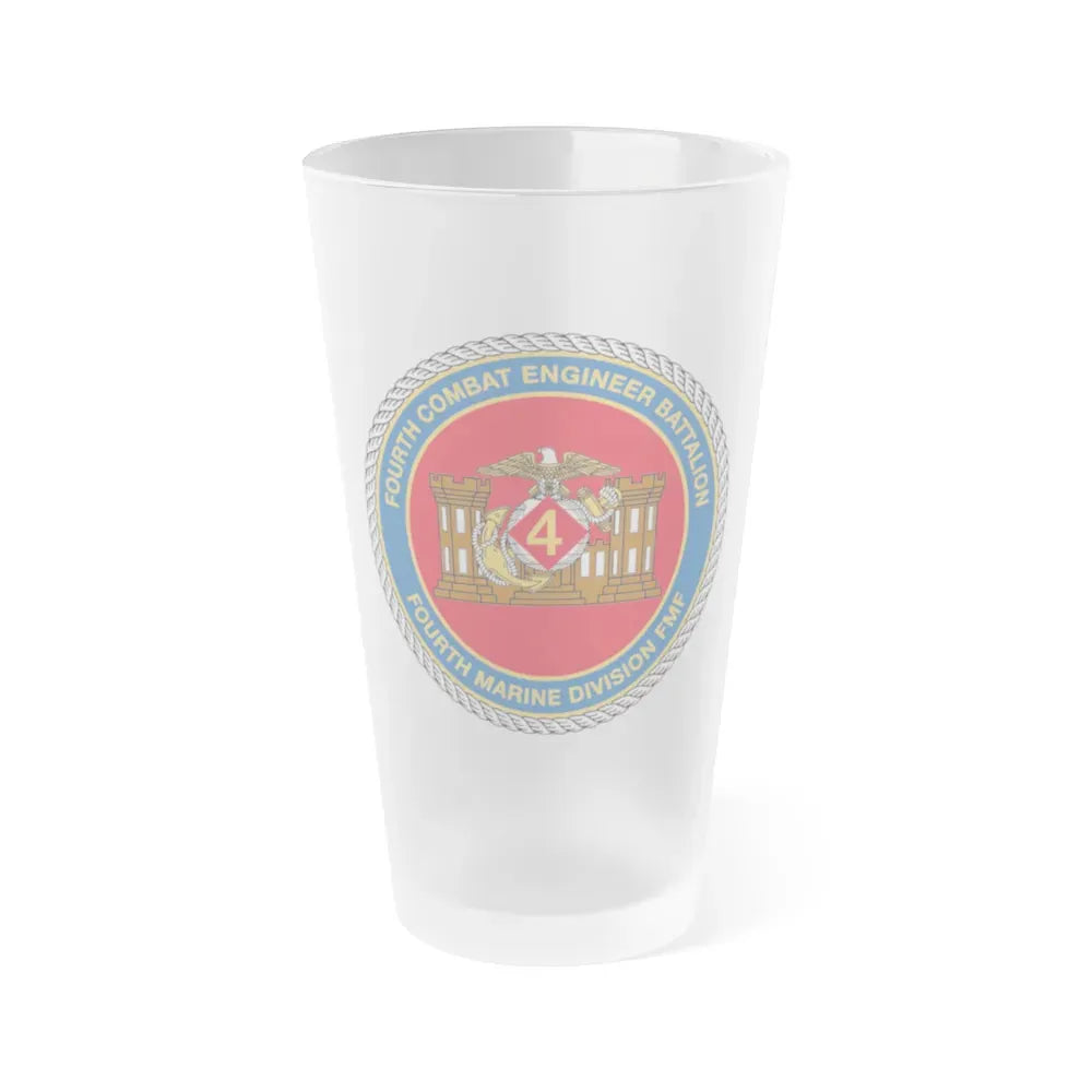4th CE Bn 4th Mar Div (USMC) Frosted Pint Glass 16oz Default Title - Go Mug Yourself