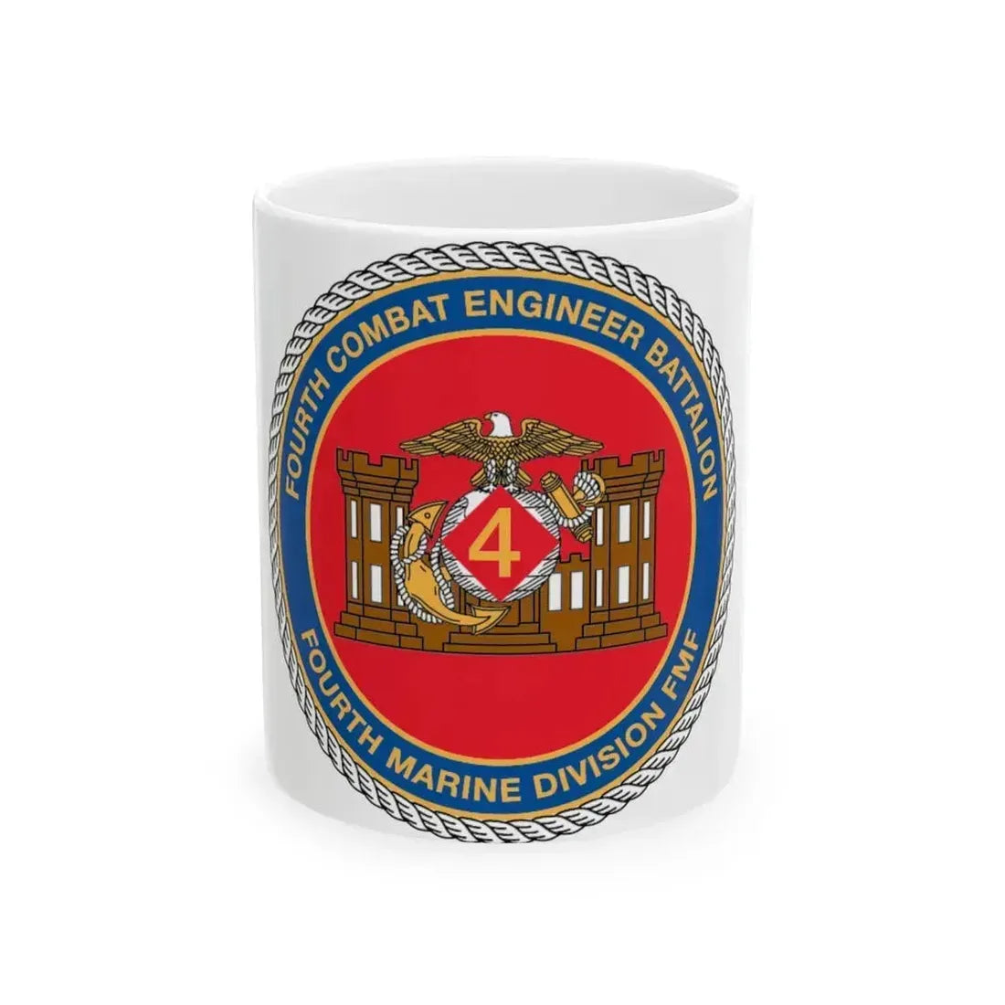 4th CE Bn 4th Mar Div (USMC) White Coffee Mug 11oz - Go Mug Yourself
